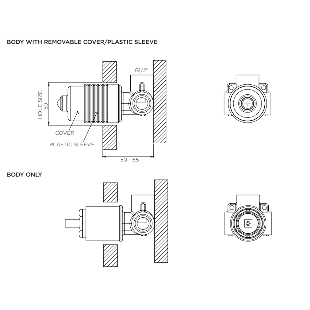 Streamline Arcisan Universal In Wall Body For Bath/Shower Mixer Lever Up Arb0130U