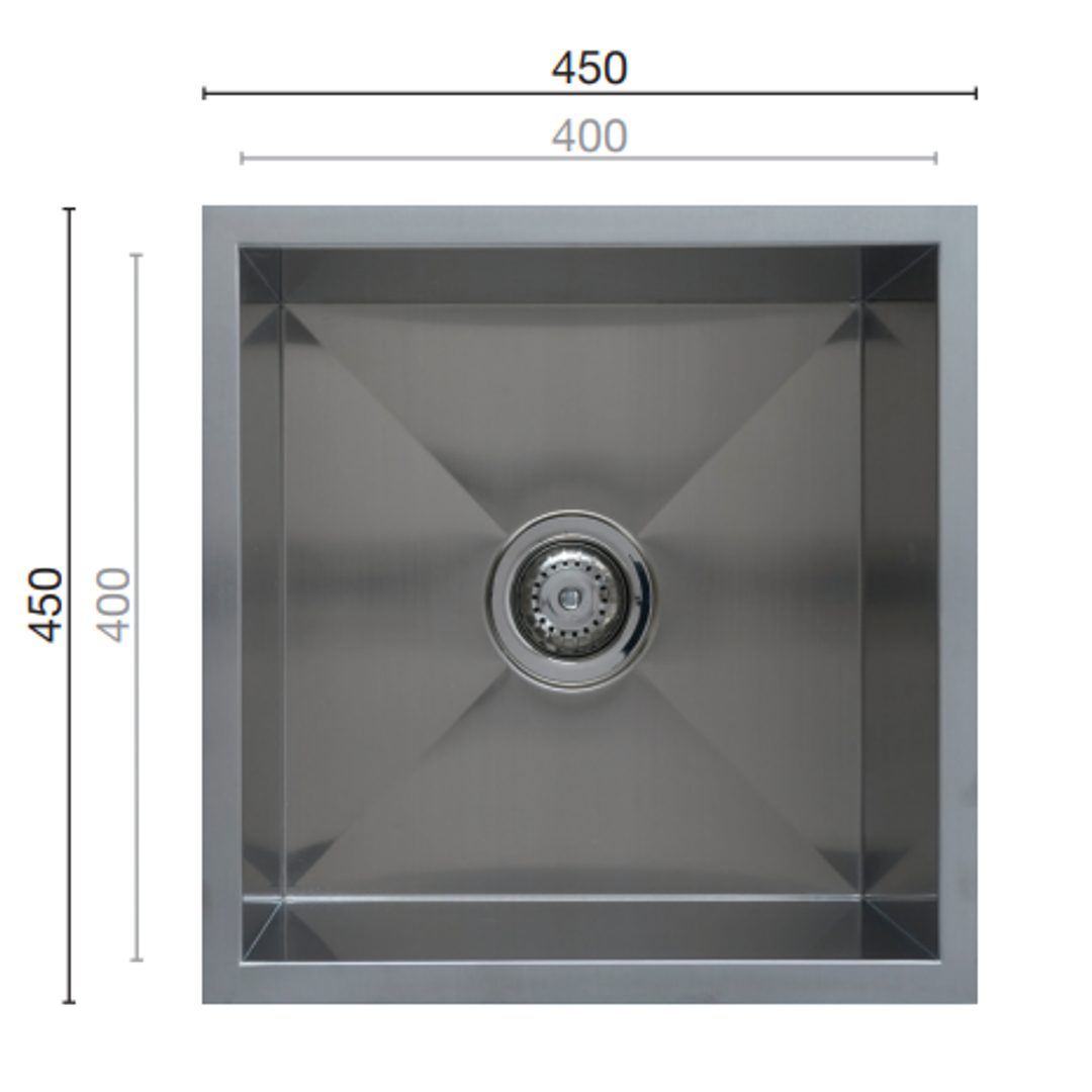 Interchange Uptown Single Square Sink 450 X 450 X 250 - Radius Corner