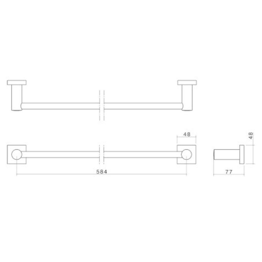 Dorf Enix Single Towel Rail 600mm Chrome