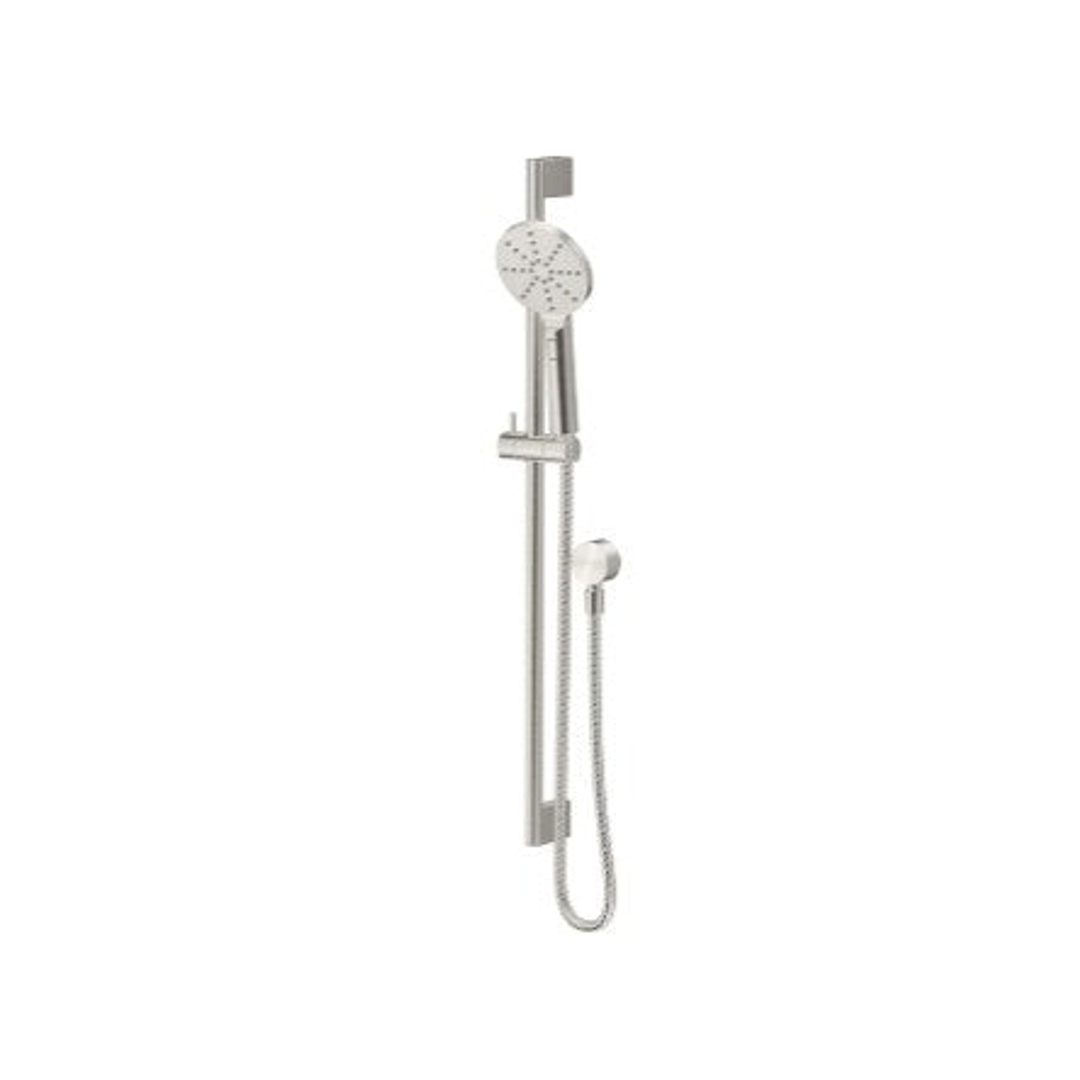 Bella Vista Shower Head On Rail Round Brushed Nickel
