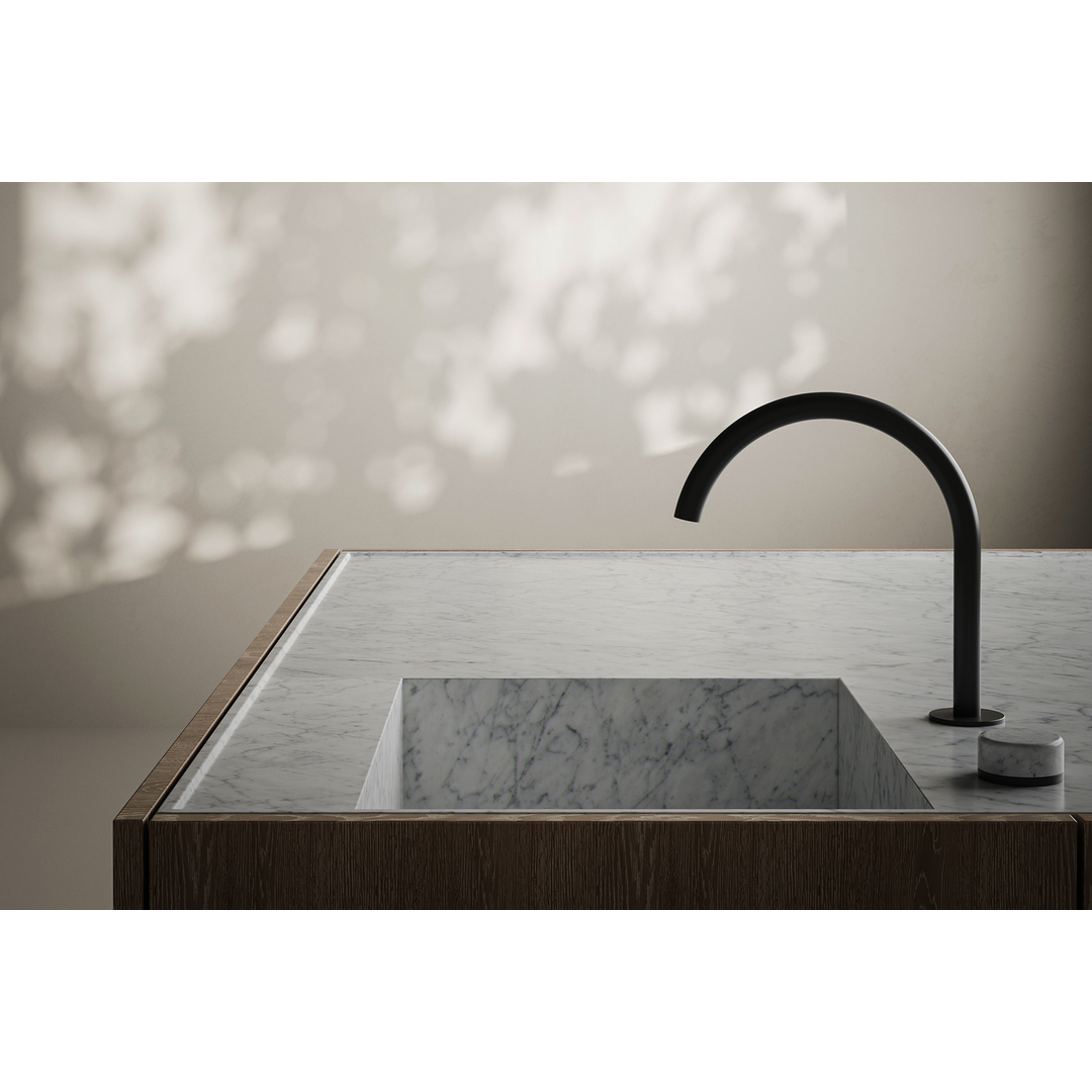Nero Serenity Progressive Bath/Kitchen Mixer Arc Spout With Arabescato Corchia Handle Matte Black