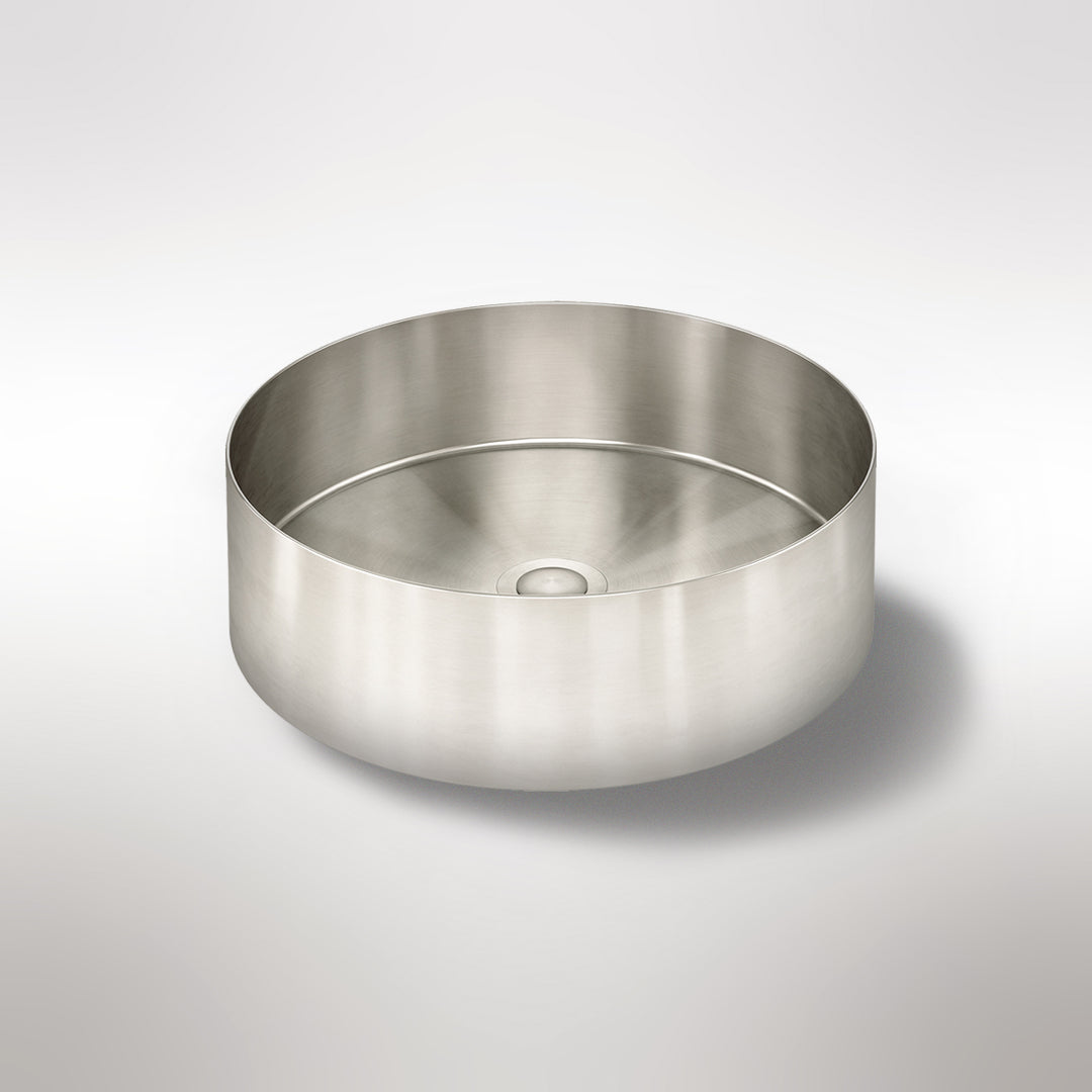 Meir Steel Round Bathroom Basin 380 X 110 Brushed Nickel