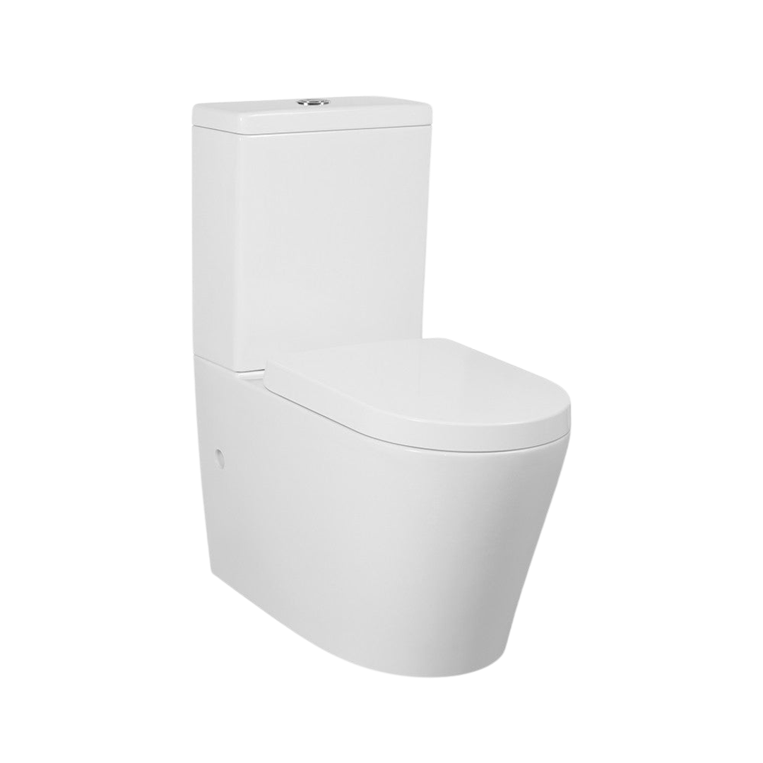 Streamline Axus Rimless Dual Inlet Toilet Suite Wrap Seat_White Button Set