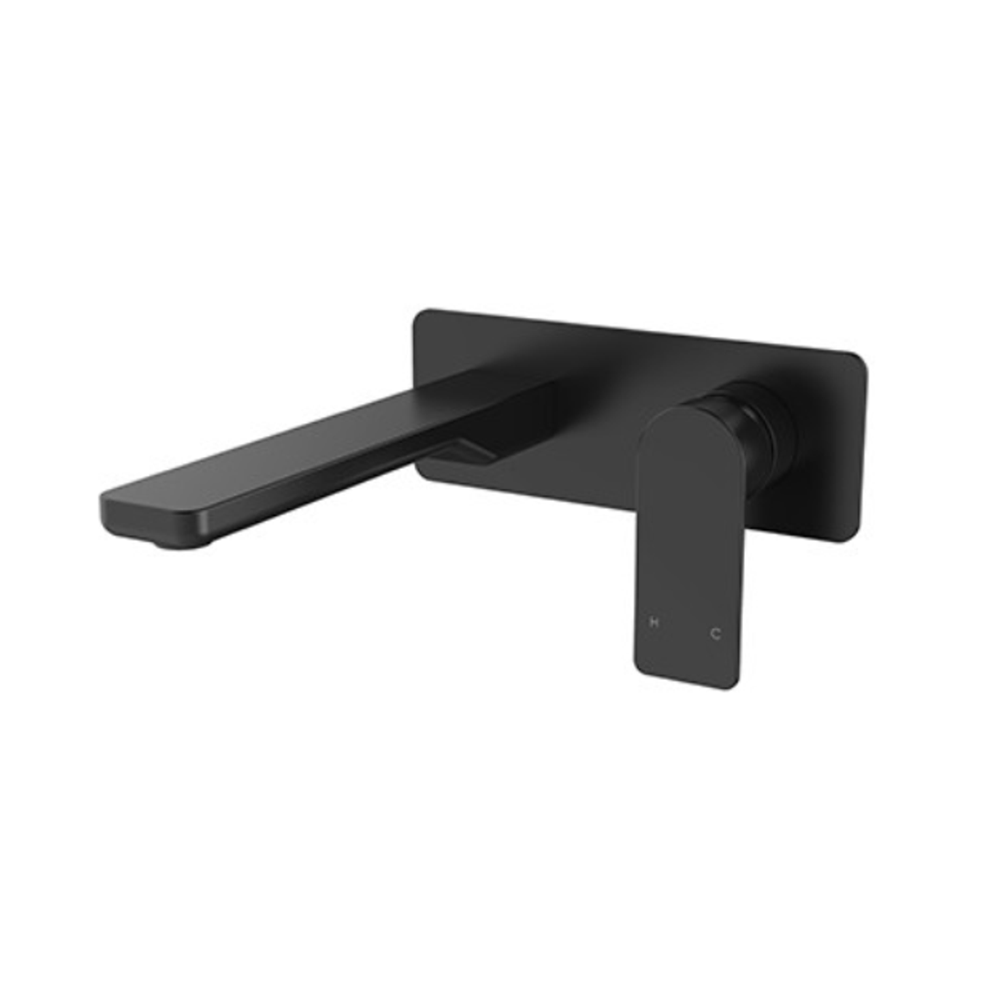 Streamline Kibo Wall Mount Basin Mixer 200Mm Spout Ext Only Matte Black