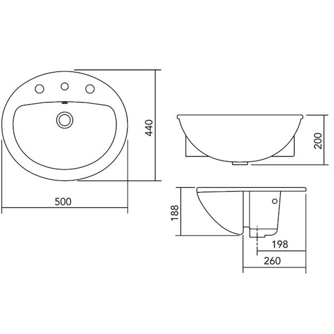 Stylus Venecia Semi-Recessed Basin 1 Tap Hole White