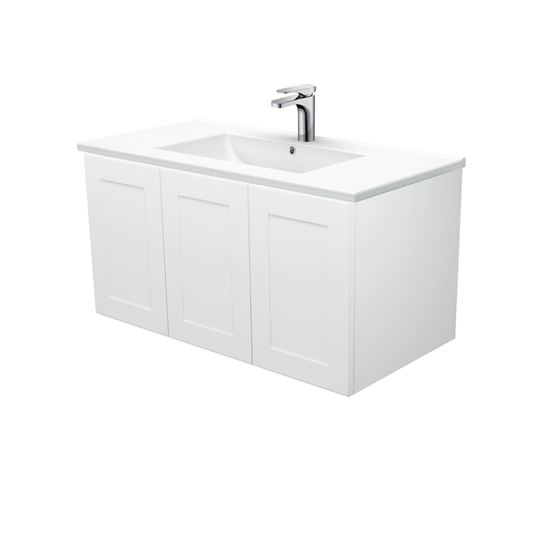 Fienza Dolce Ceramic Mila Shaker Wall Hung Cab No Handles Right 3 Tap Hole - 900mm