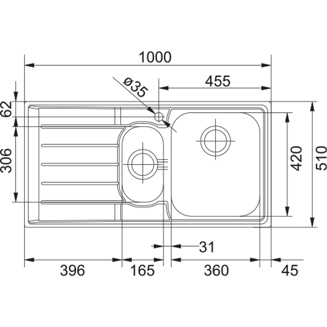 Franke Neptune 1 ¼ Bowl Left Hand Kitchen Sink