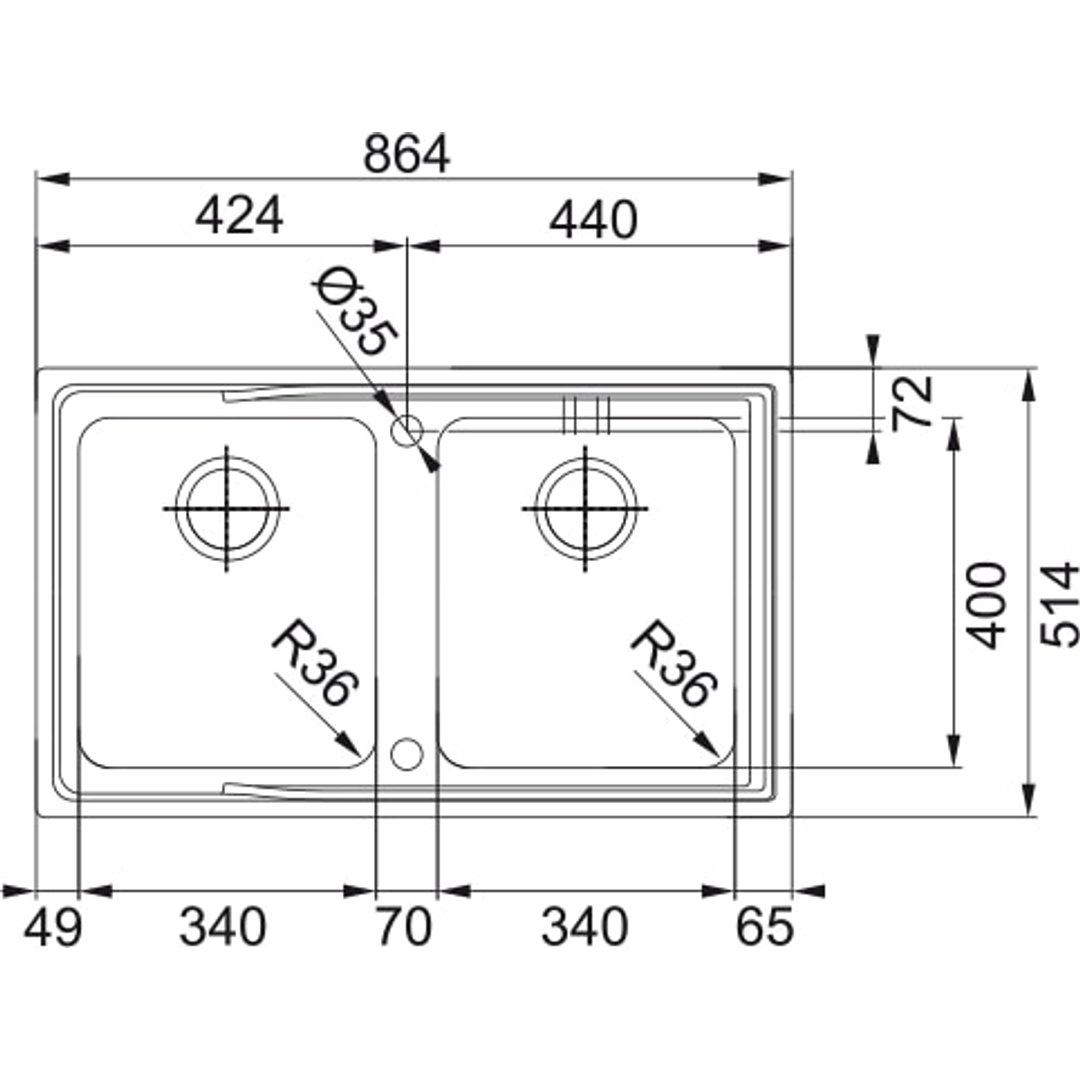 Aton Double Bowl (Partno Anx220)(Franke P#:127.0283.679)