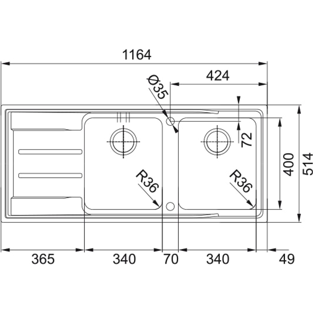 Franke Aton Double Bowl Sink Right Hand Drainer 1 Tap Hole Anx221Rhd: Ex-Display