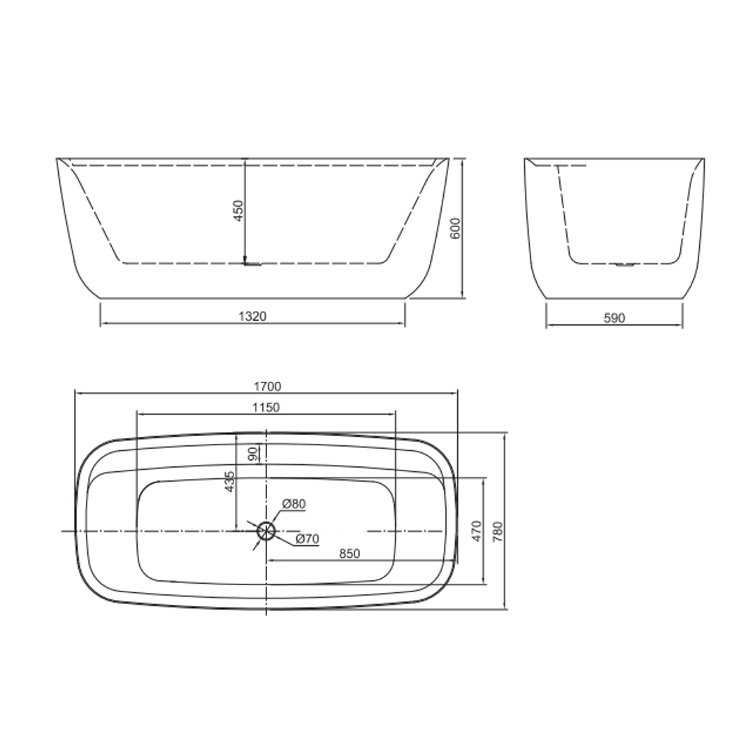 Belbagno Terriccio 1700 Free Standing Bath Matte White