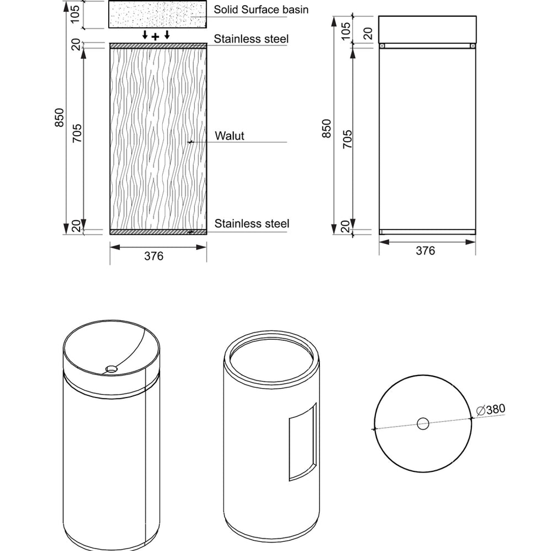 Bel Bagno Tesoro Basin 850mm X 380mm X 380mm