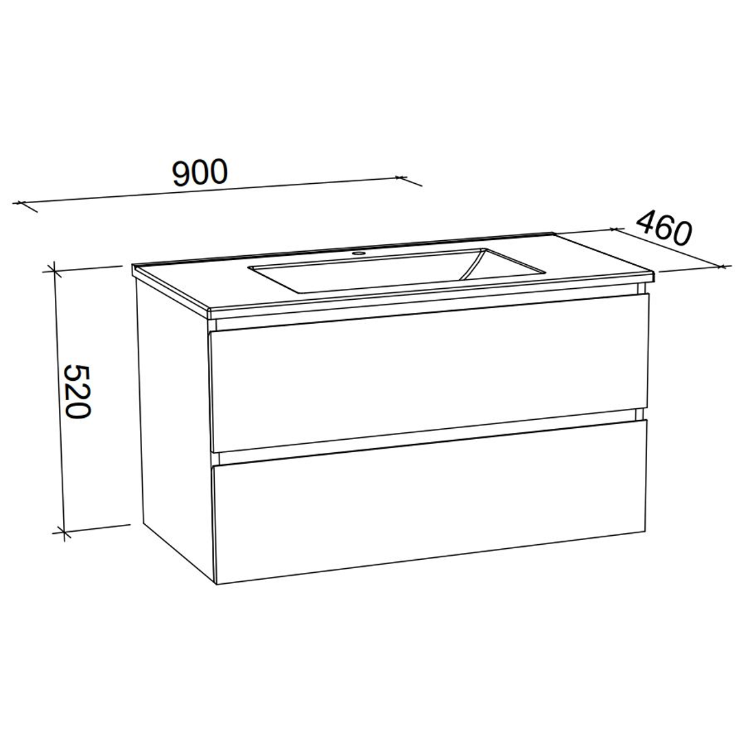 Timberline Nevada Plus Wall Hung Vanity 900mm with Alpha Top