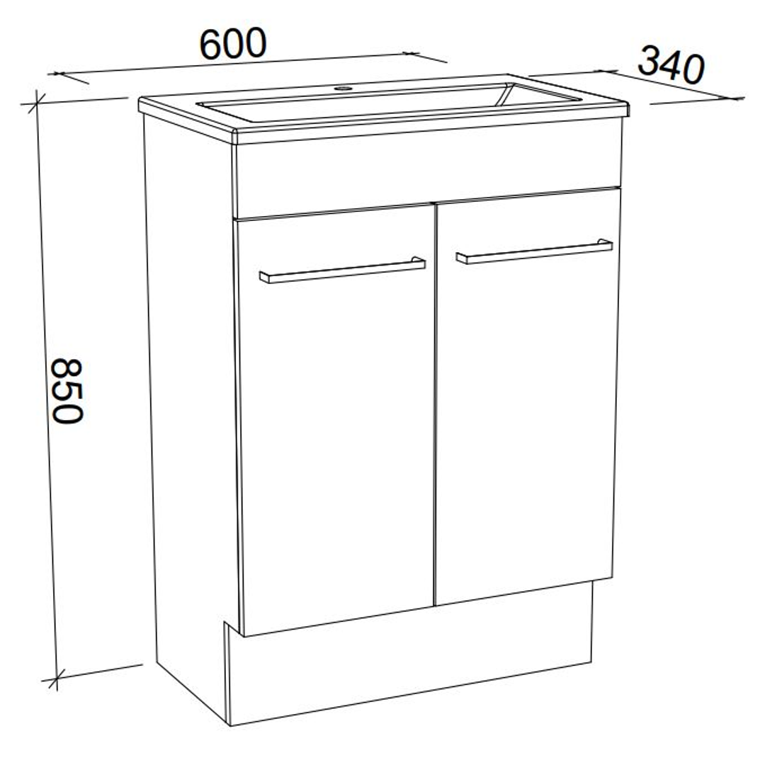 Timberline Ensuite Vanity 600mm Regal Top F/Standing Woodgrain
