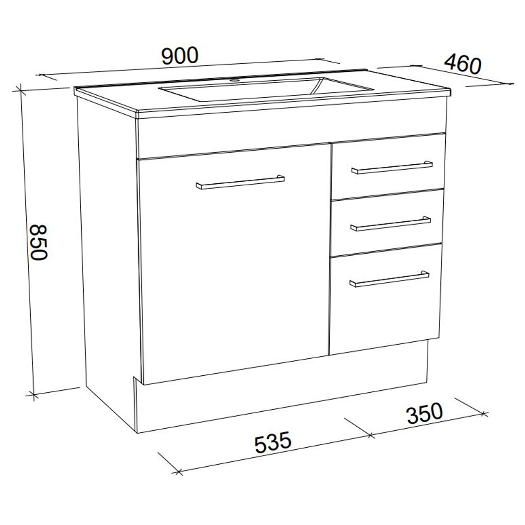 Timberline Indiana 900 Free Standing Vanity With Alpha Top