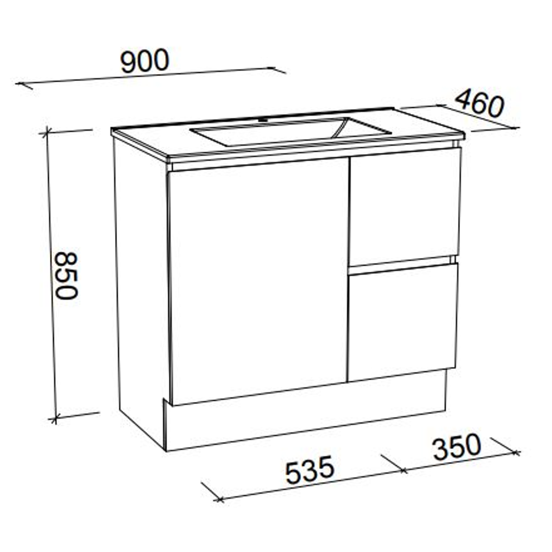 Timberline Nevada Floor Standing 900mm Vanity