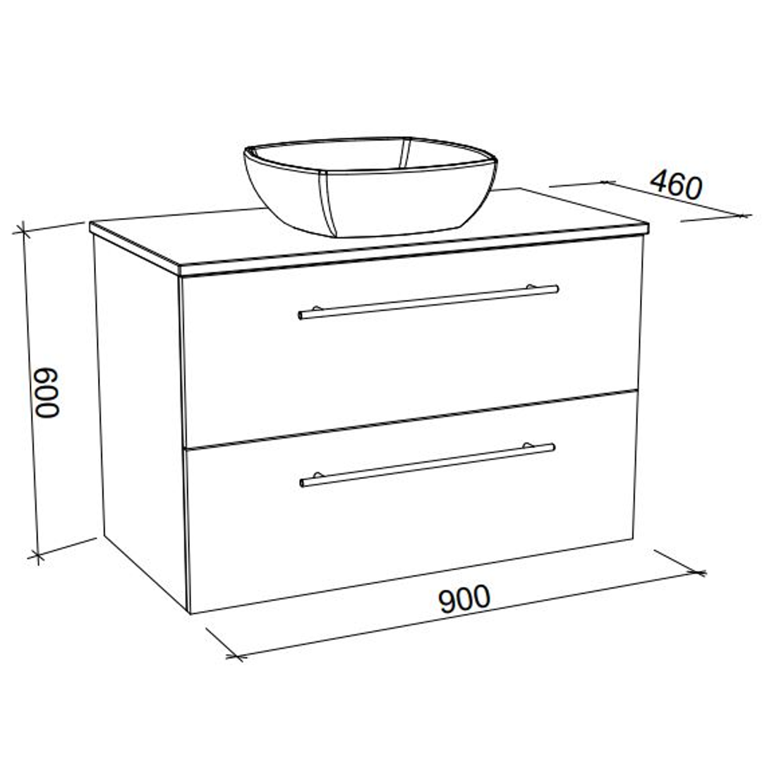 Timberline Oxbow W/H 900 Vanity 20mm Silk Surafce Top Less Basin
