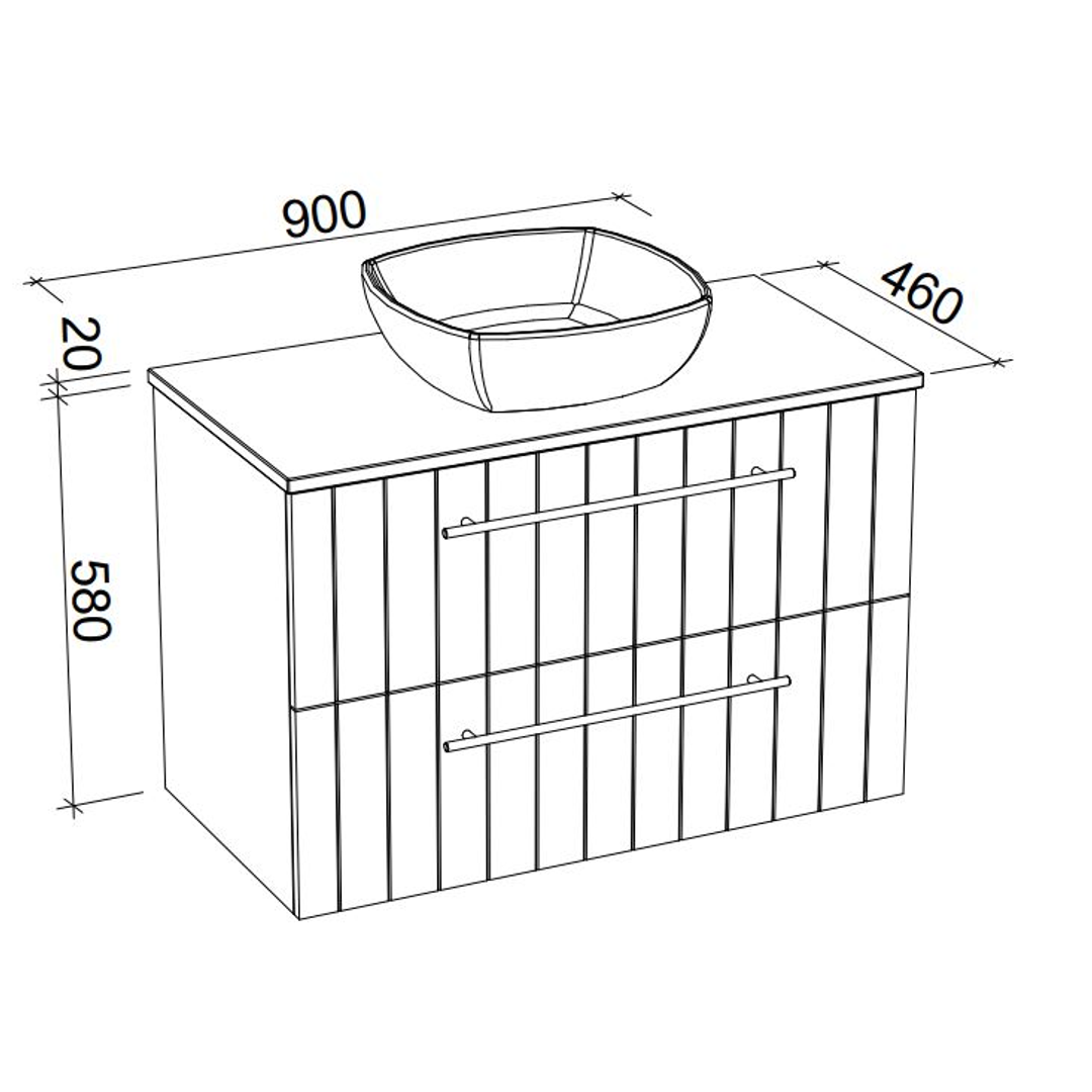 TIMBERLINE HENLEY 900MM WALL HUNG VANITY CENTRE WHITE GLOSS BASIN AC TOP