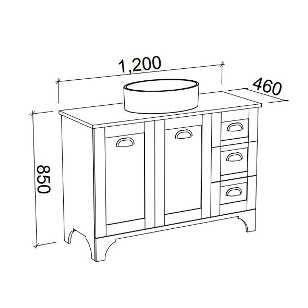 TIMBERLINE WINDSOR VANITY 1200MM CENTRE WG BASIN SILKSURFACE AC TOP FLOOR STANDING