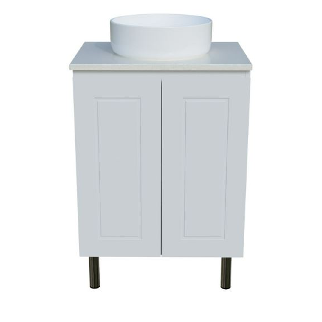 Timberline Nevada Classic Vanity 600 Silksurface White Gloss A/C Basin On Legs