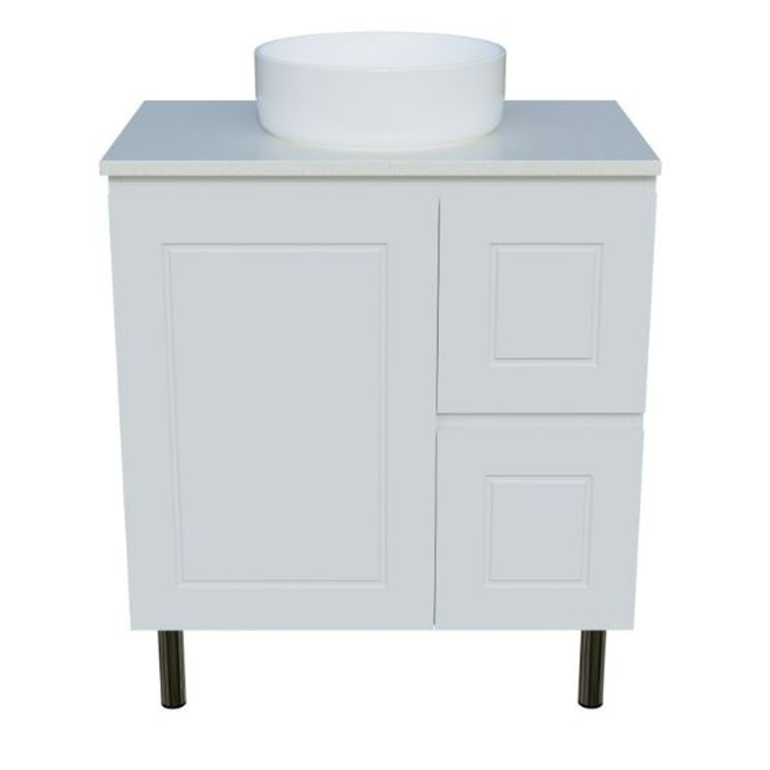 Timberline Nevada Classic Vanity 750 Silksurface White Gloss A/C Basin On Legs
