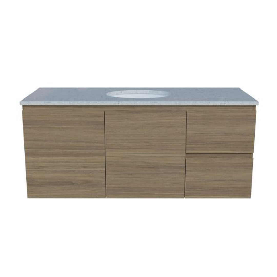 Timberline Nevada Vanity 1200mm Left Wg Basin Silksurface Uc Top Wall Hung