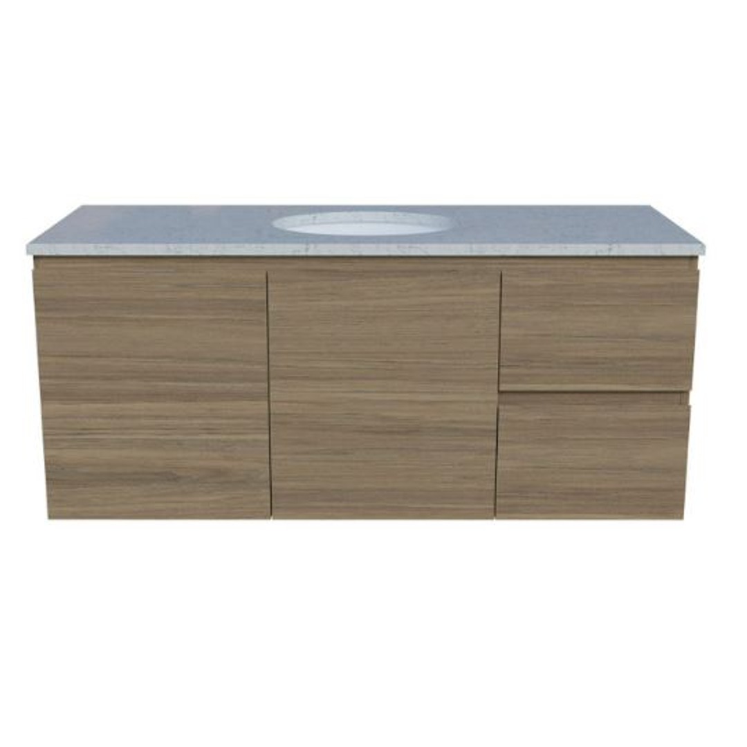 Timberline Nevada Vanity 1200mm Right Wg Basin Silksurface Uc Top Wall Hung
