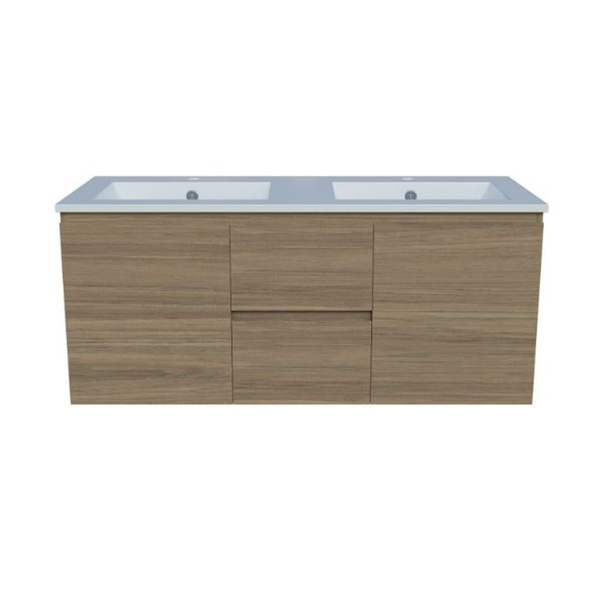 Timberline Nevada Vanity 1200 Double Bowl Alpha Ceramic Top Wall Hung