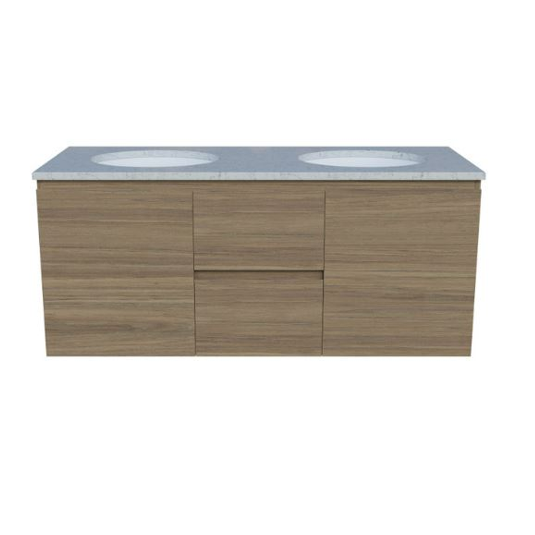 Timberline Nevada Vanity 1200 Silksurface Top Dbl Wg Um Ceramic Basin Wall Hung