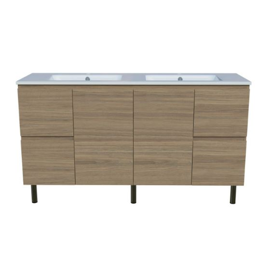 Timberline Nevada Vanity 1500mm Double Bowl Alpha Top On Legs