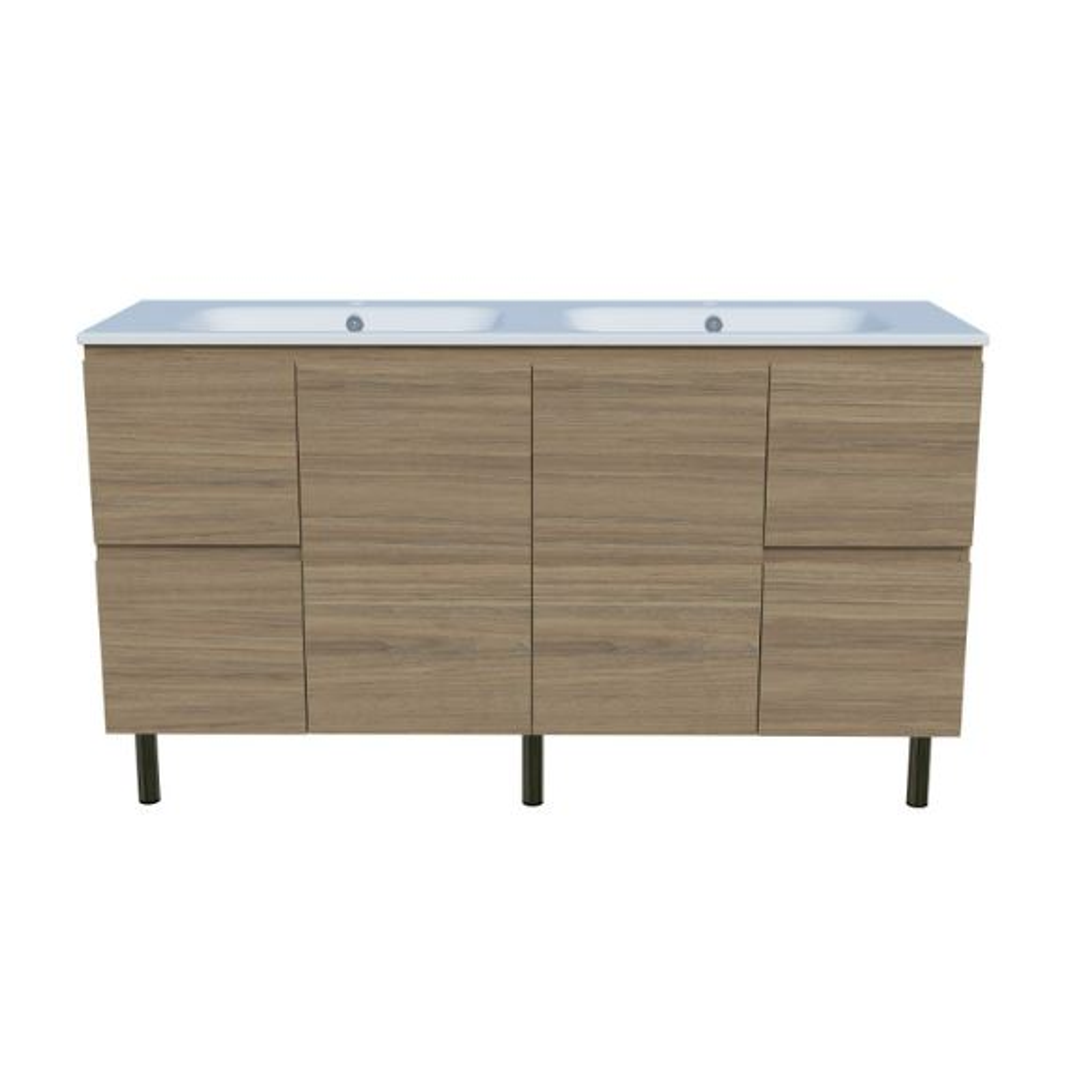 Timberline Nevada Vanity 1500 Double Bowl Haven Dolomite Top On Legs