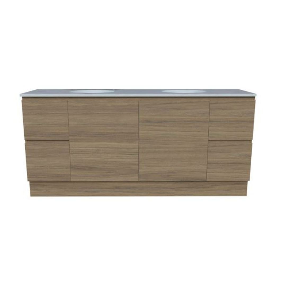 Timberline Nevada Vanity 1800 Dbl Bowl Silksurface White Gloss U/C Basin F/Stand