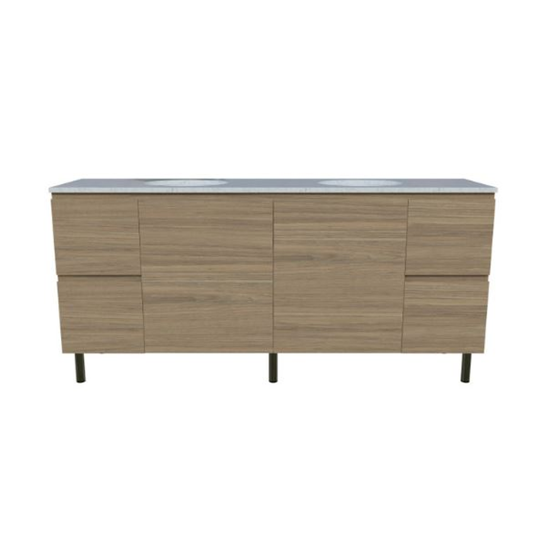 Timberline Nevada Vanity 1800 Dbl Bowl Silksurface White Gloss U/C Basin On Legs