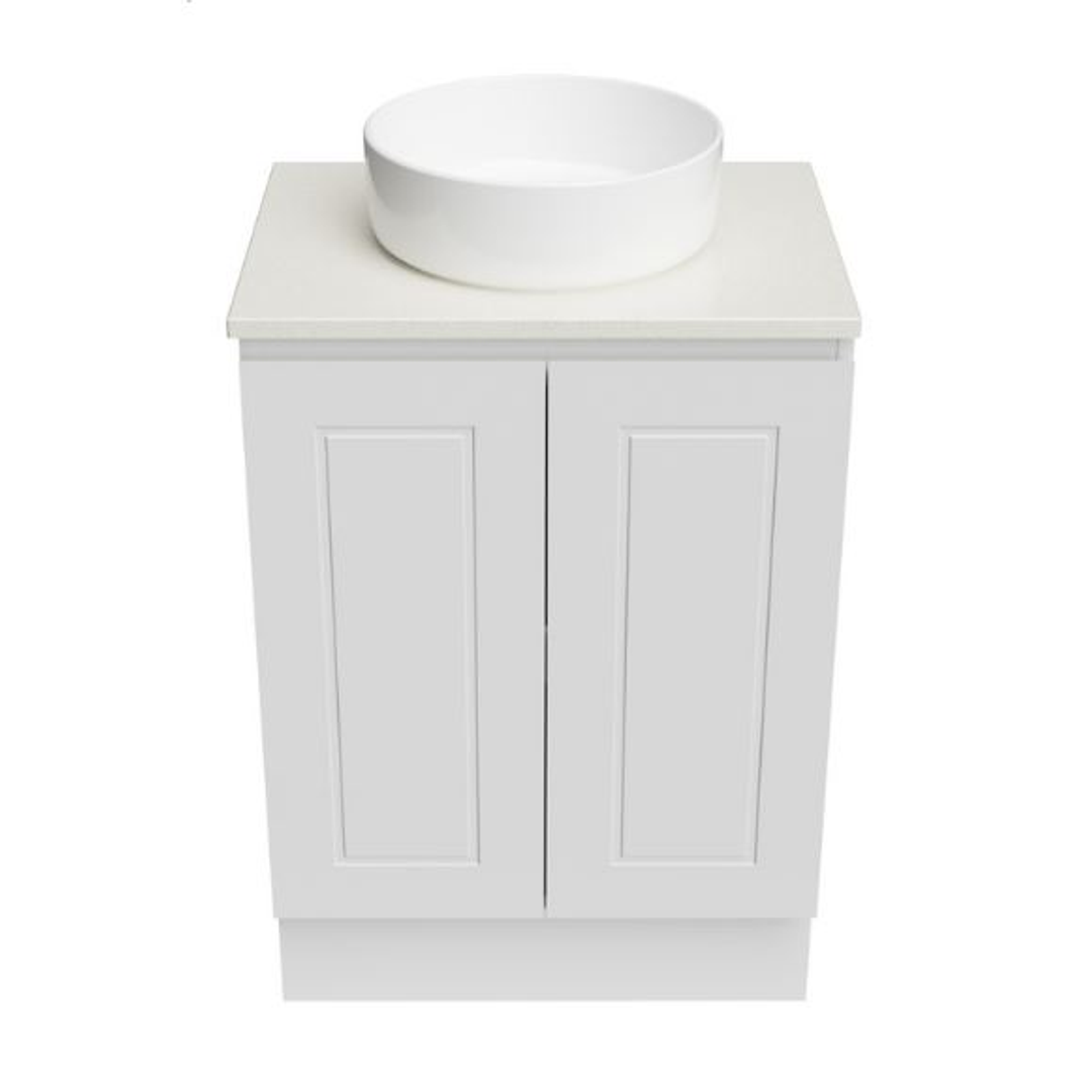 Timberline Nevada Vanity 600 Silksurface Top White Gloss A/C Basin Floorstanding N60Mf