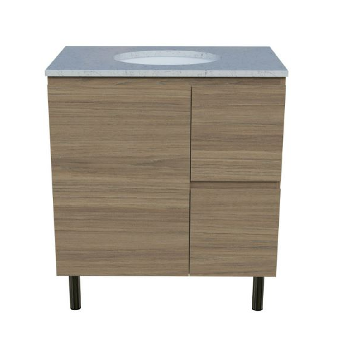 Timberline Nevada Vanity 750 Silksurface Top White Gloss U/C Basin On Legs N75Ml-U