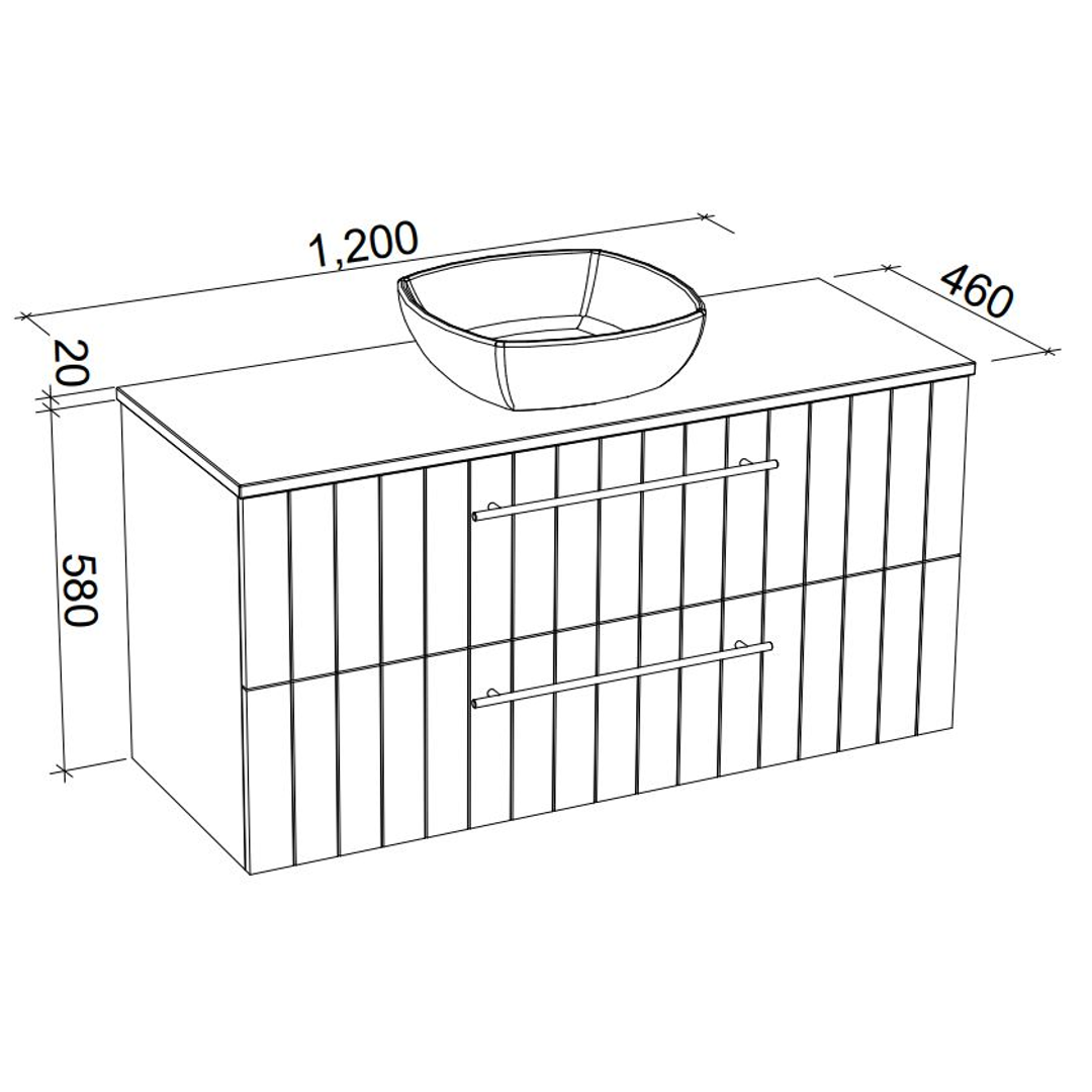 Timberline Henley 1200mm Vanity Silksurface Top Ceramic Basin Wall Hung