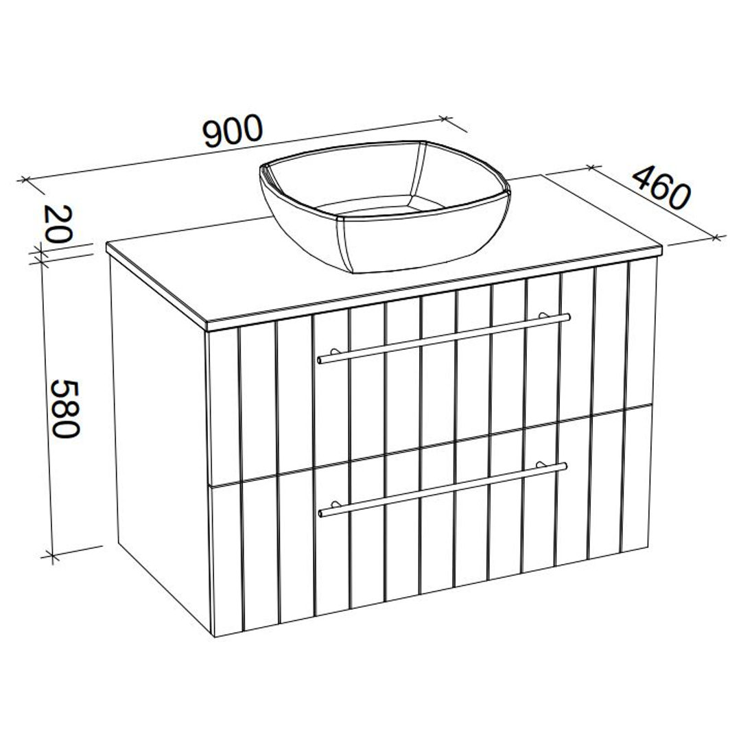 Timberline Henley 900mm Special Paint Finish Silk Surface Top Vanity Wall Hung
