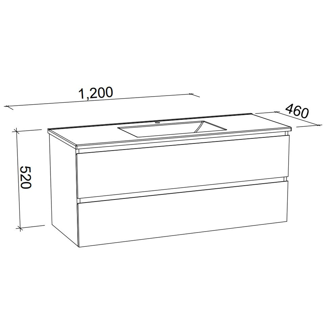 Timberline Nevada Plus Vanity 1200mm Silksurface White Gloss Undercounter Basin Wall Hung