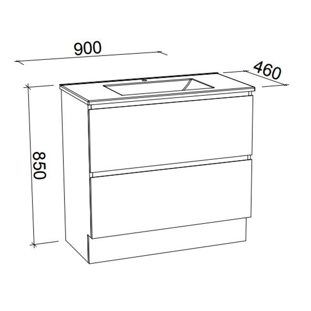 Timberline Nevada Plus Freestanding Vanity 900 Silksurface White Gloss Undercounter Basin