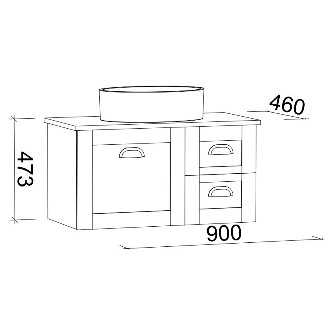 Timberline Victoria 900mm Vanity Silksurface Top A Or U/Countr Basin Whung
