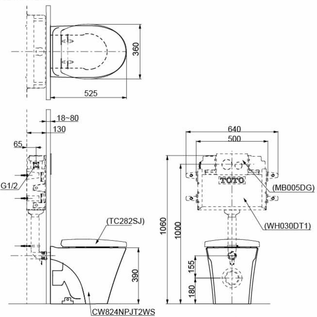 TOTO Avante Wall Faced Toilet Pan (Round)