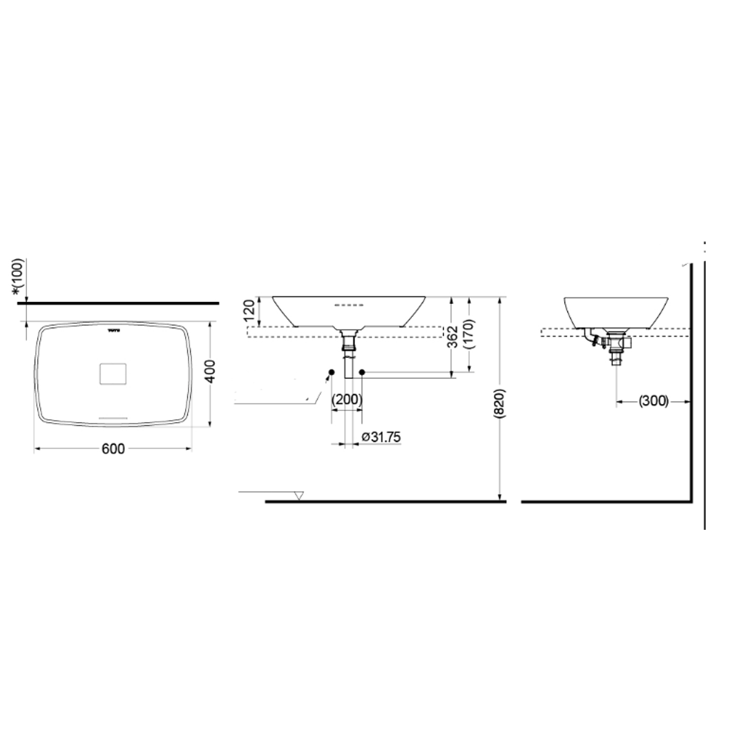 TOTO Galaline Console Lavatory Gloss White Pjs02W#Gw