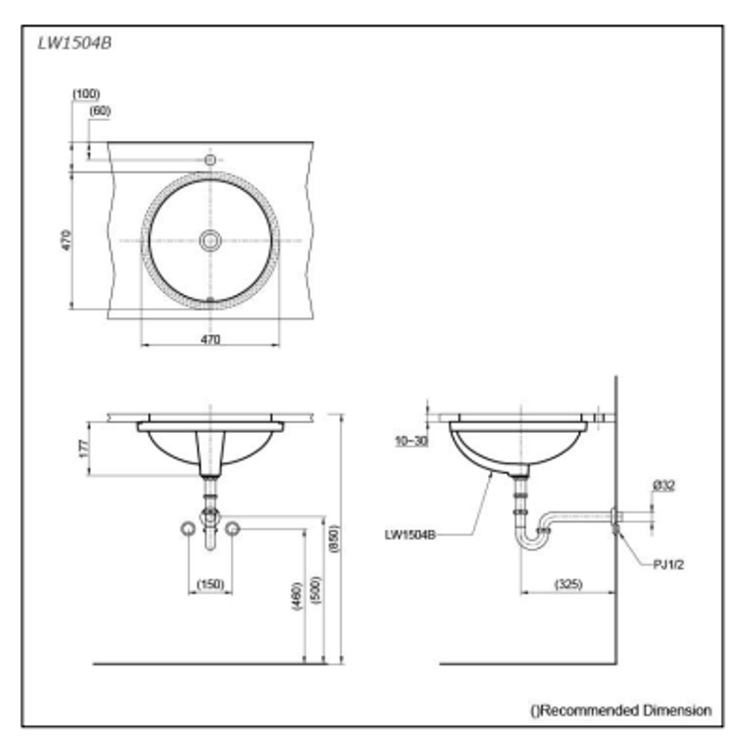 TOTO Under Counter Lavatory LW1504B#XW