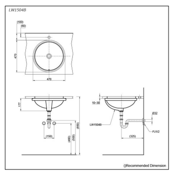 TOTO Under Counter Lavatory LW1504B#XW