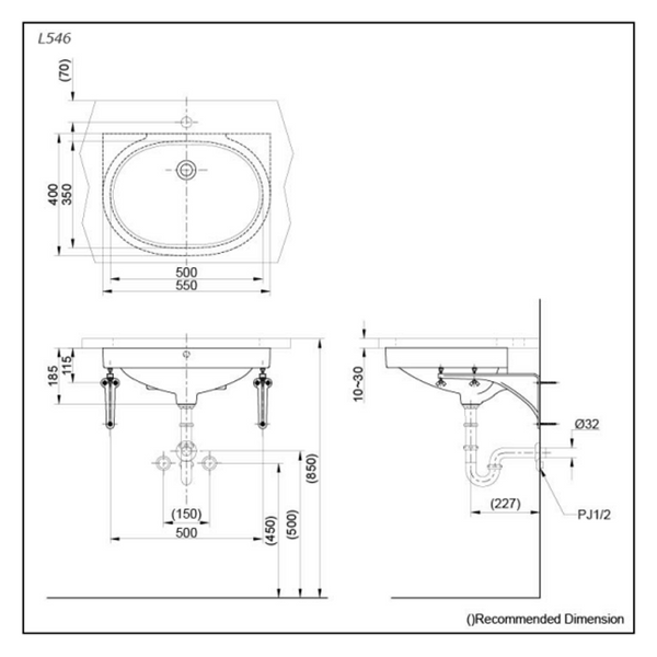 TOTO Under Counter Lavatory L546E#W