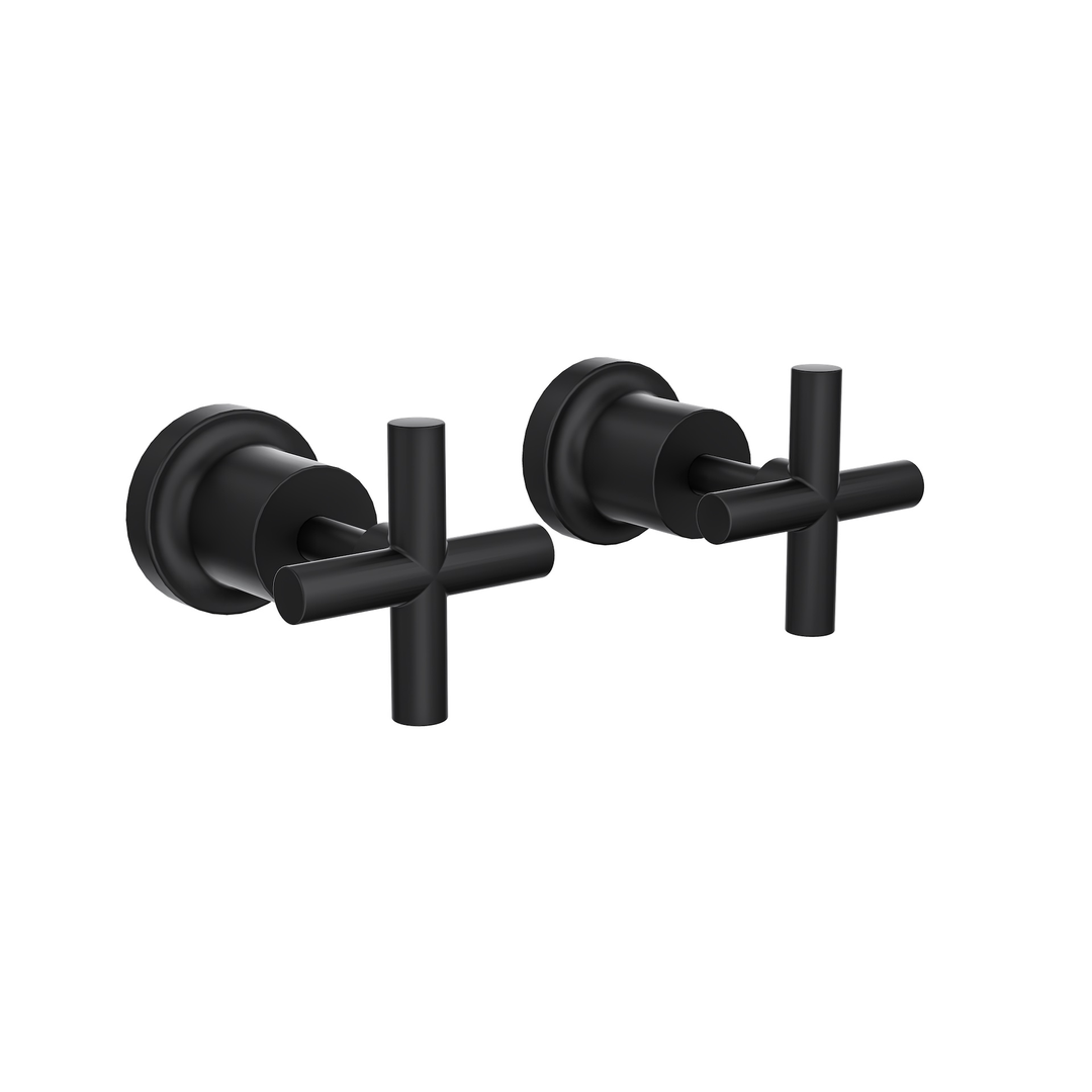 Linsol Tre Cross Handle Wall Tops - Matte Black