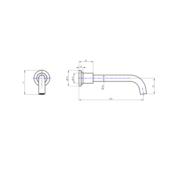 LINSOL Tre Bath Spout Only - Gunmetal