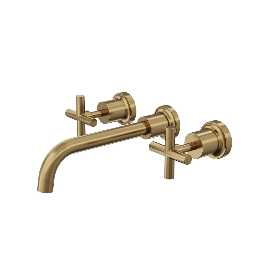 Linsol Tre Cross Handle Bath Set - Brushed Brass