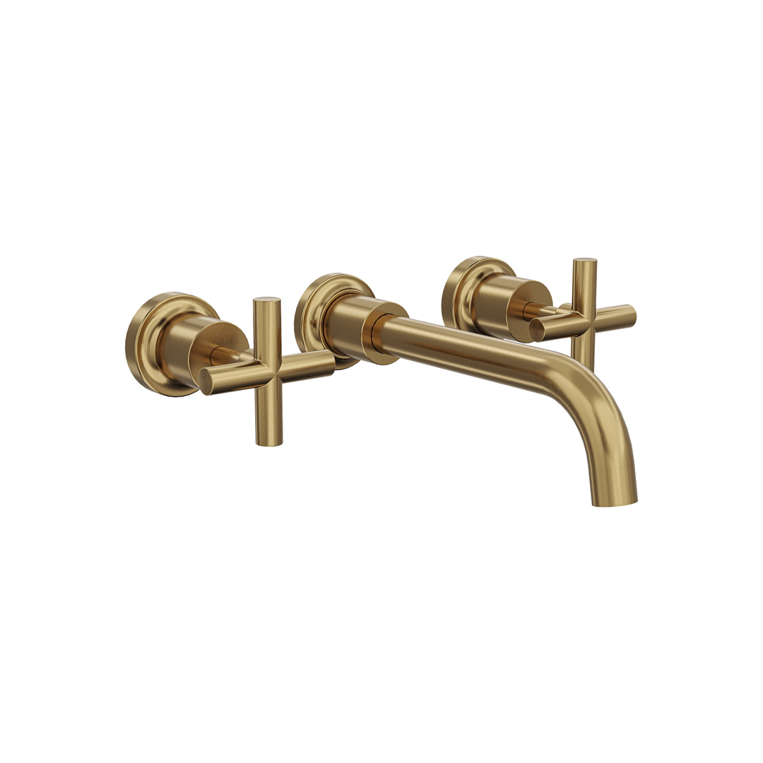 Linsol Tre Cross Handle Bath Set - Brushed Brass