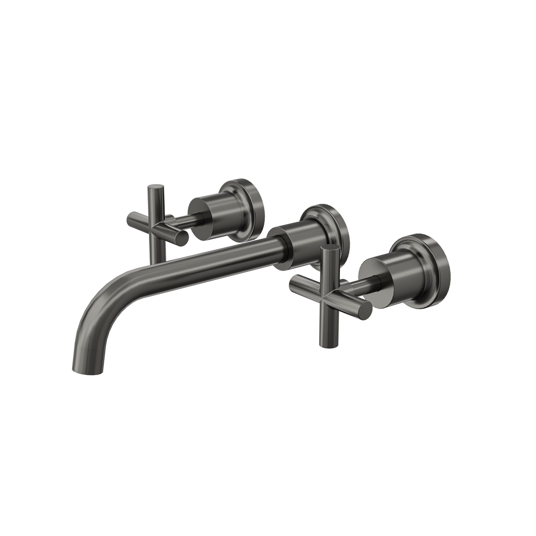 Linsol Tre Cross Handle Bath Set - Gunmetal