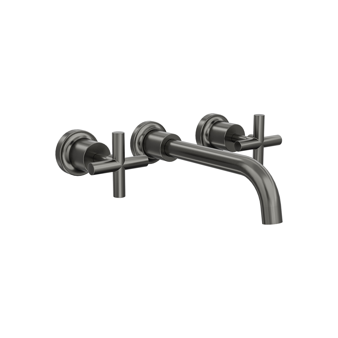 Linsol Tre Cross Handle Bath Set - Gunmetal